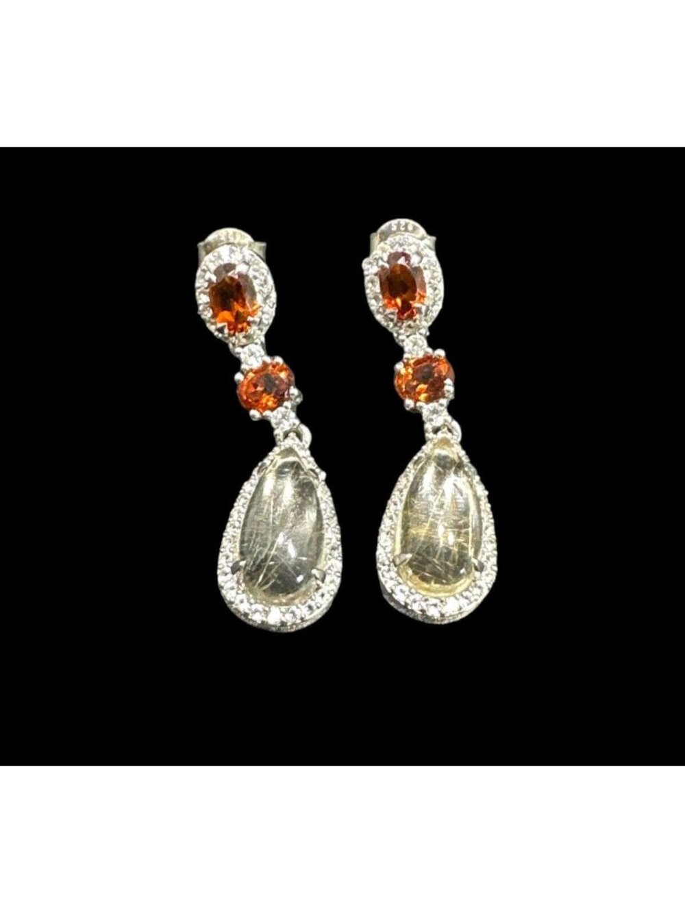 Designer KH 925 Sterling Silver Multi Gemstone Earrings Dangle Drop Stud Signed